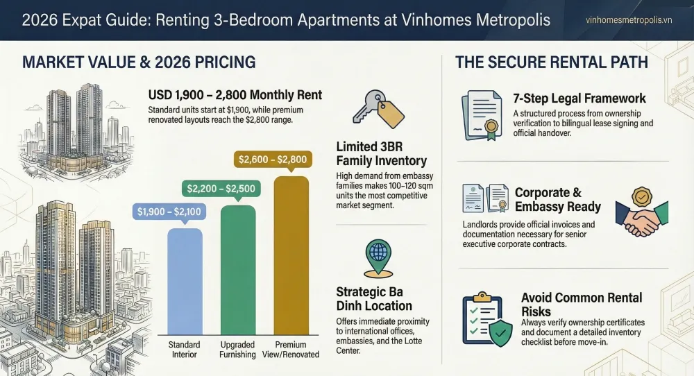 Vinhomes Metropolis Apartment Rental 3 Bedroom Guide 2026